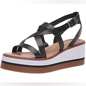 Lucky Brand Women's Ticey Black Strappy Wedge Sandals Size 8